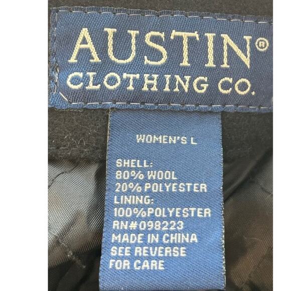 Austin Clothing Co. Womens L Black 80%Wool Blend Winter ButtonDown Pocket Coat - Picture 3 of 11
